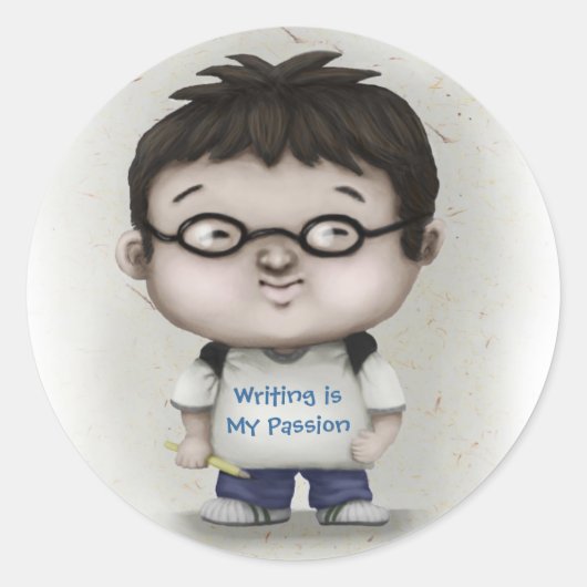 Schrijven is mijn passie ronde sticker (Voorkant)