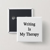 Schrijven is mijn therapie vierkante button 5,1 cm (Voorkant /achterkant)
