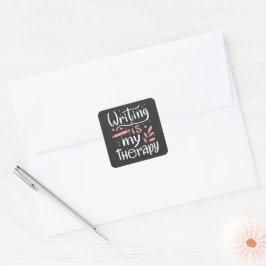 Schrijven is mijn therapie vierkante sticker