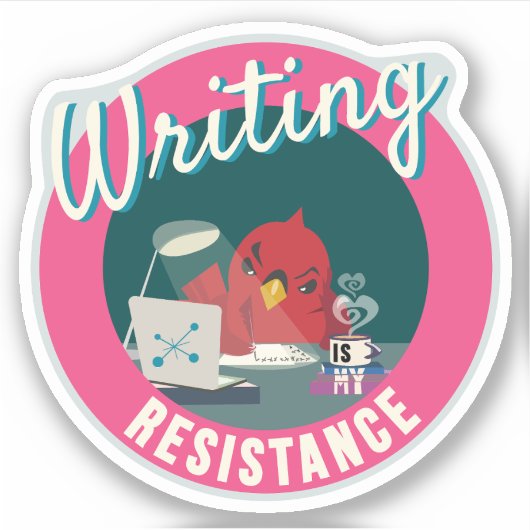 "Schrijven is mijn weerstand" compacte cirkel Sticker (Voorkant)