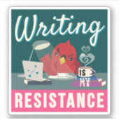 "Schrijven is mijn weerstand" compacte rechthoek Sticker (Voorkant)