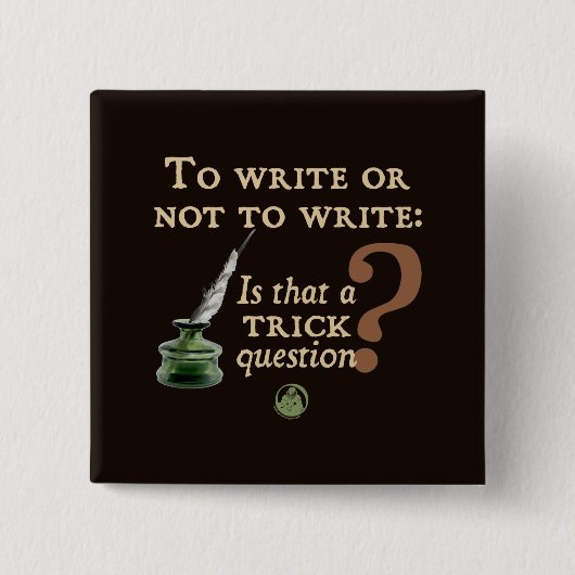 Schrijven of niet schrijven vierkante button 5,1 cm (Voorkant)