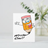 schrijven over een cartoon met een leuk potlood briefkaart (Staand voorkant)