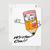 schrijven over een cartoon met een leuk potlood briefkaart (Voorkant / Achterkant)