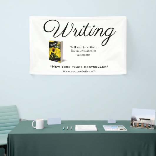 Schrijven + Quote + Boek afbeelding + Branding Spandoek (Beurs)