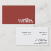 Schrijven: Schrijver, Freelance Writer, Auteur Visitekaartje (Voorkant / Achterkant)