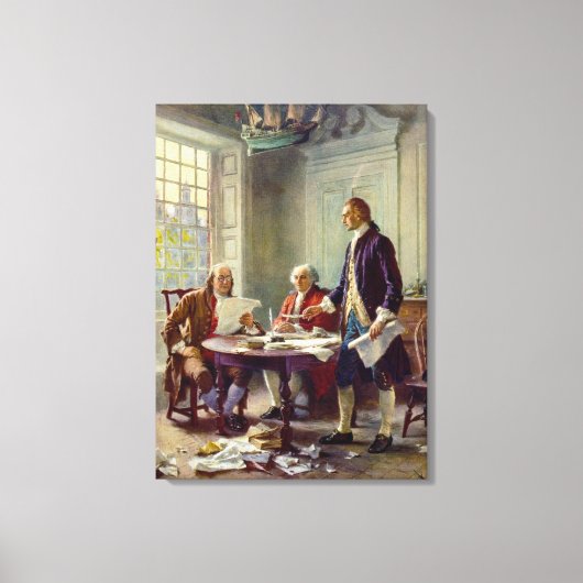 Schrijven van de onafhankelijkheidsverklaring 1776 canvas afdruk (Voorkant)