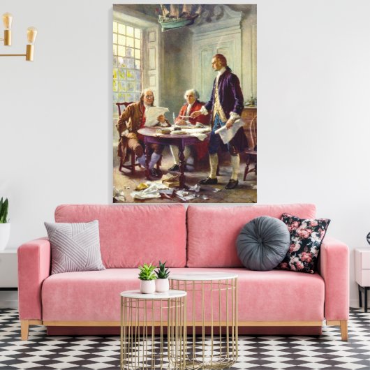 Schrijven van de onafhankelijkheidsverklaring 1776 canvas afdruk (Insitu (Woonkamer))