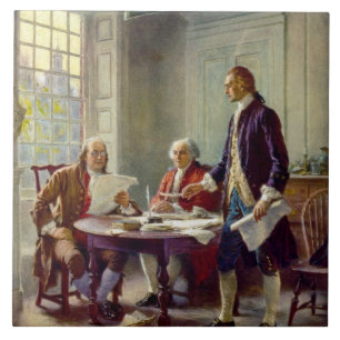 Schrijven van de onafhankelijkheidsverklaring 1776 tegeltje