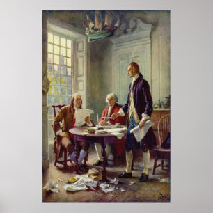 Schrijven van de onafhankelijkheidsverklaring van poster