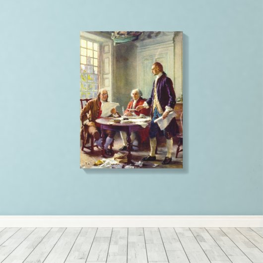 Schrijven van de onafhankelijkheidsverklaring (VS) Canvas Afdruk (Insitu (Houten vloer))