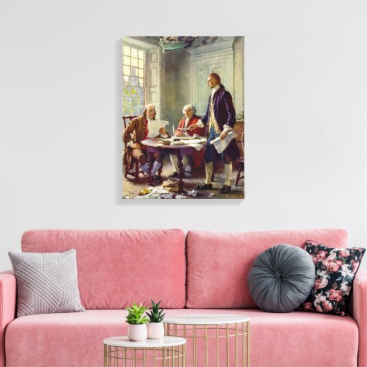 Schrijven van de onafhankelijkheidsverklaring (VS) Canvas Afdruk (Insitu (Woonkamer))