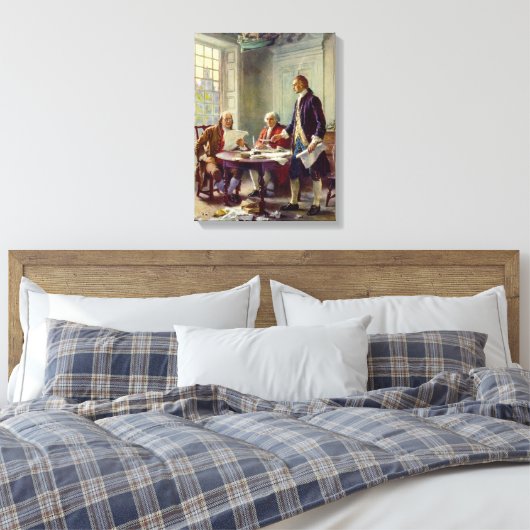Schrijven van de onafhankelijkheidsverklaring (VS) Canvas Afdruk (Insitu (Slaapkamer))