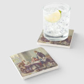 Schrijven van de onafhankelijkheidsverklaring (VS) Stenen Onderzetter (Zijkant)