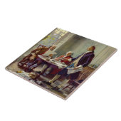 Schrijven van de onafhankelijkheidsverklaring (VS) Tegeltje (Zijkant)