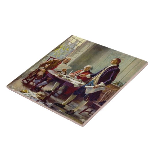Schrijven van de onafhankelijkheidsverklaring (VS) Tegeltje (Zijkant)