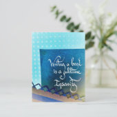 Schrijven van een boek auteur manifest blauw vibes briefkaart (Staand voorkant)