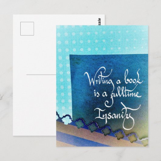 Schrijven van een boek auteur manifest blauw vibes briefkaart (Voorkant / Achterkant)