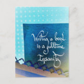 Schrijven van een boek auteur manifest blauw vibes briefkaart (Voorkant)