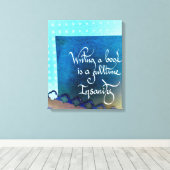 Schrijven van een boek auteur manifest blauw vibes canvas afdruk (Insitu (Houten vloer))