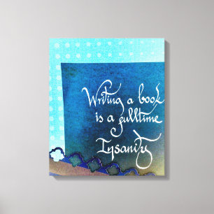 Schrijven van een boek auteur manifest blauw vibes canvas afdruk