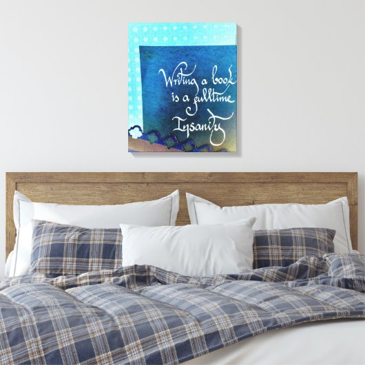Schrijven van een boek auteur manifest blauw vibes canvas afdruk (Insitu (Slaapkamer))