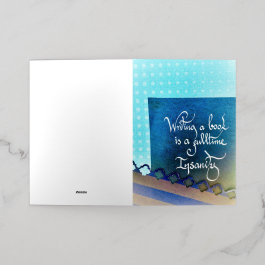 Schrijven van een boek auteur manifest blauw vibes folie wenskaart (Buiten Laag)