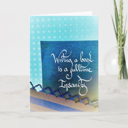 Schrijven van een boek auteur manifest blauw vibes kaart (Voorkant)