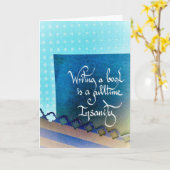 Schrijven van een boek auteur manifest blauw vibes kaart (Gele Bloem)