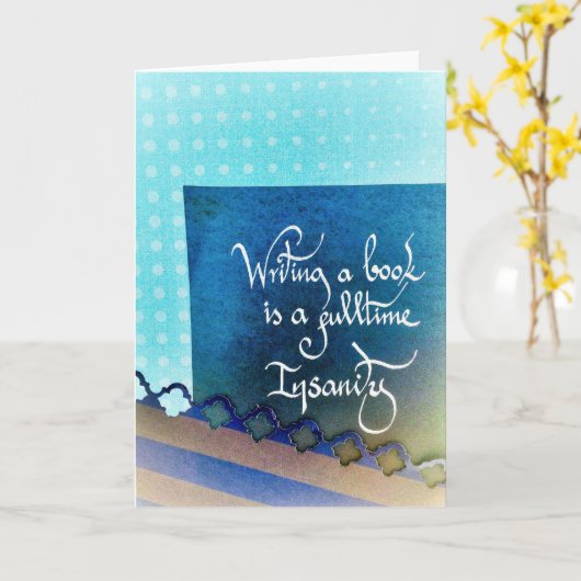 Schrijven van een boek auteur manifest blauw vibes kaart (Gele Bloem)