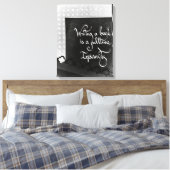 Schrijven van een boek auteur manifest zwart-wit canvas afdruk (Insitu (Slaapkamer))