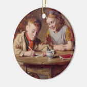 Schrijven van een Letter (olie op het paneel) Keramisch Ornament (Links)