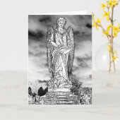 Schrijvende engel grafsteen kaart (Gele Bloem)