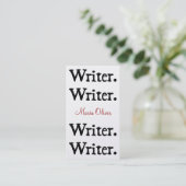 Schrijver 4-stapel zwart wit visitekaartje (Staand voorkant)