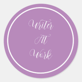 Schrijver aan het werk Paarse Ronde Sticker