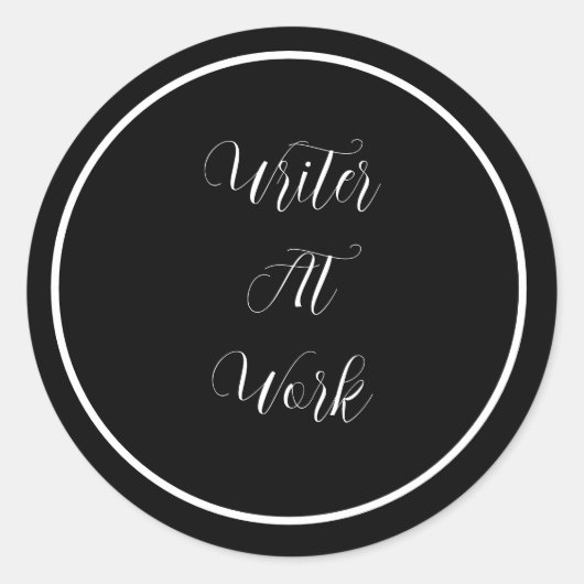 schrijver aan het werk ronde sticker (Voorkant)