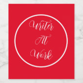 Schrijver aan het werk Rood Wijn Etiket (Enkel label)