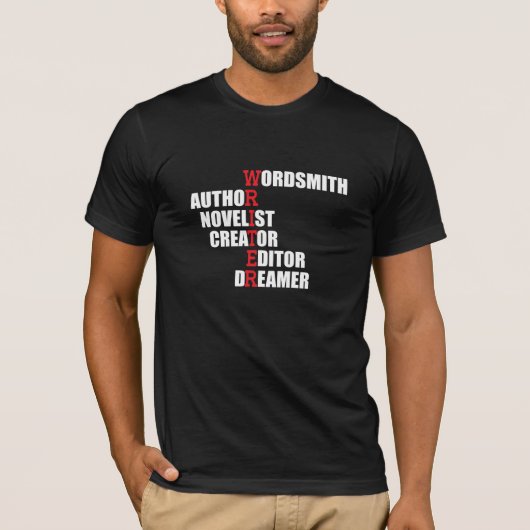 Schrijver Arostische Mannen T-Shirt (Donker) (Voorkant)