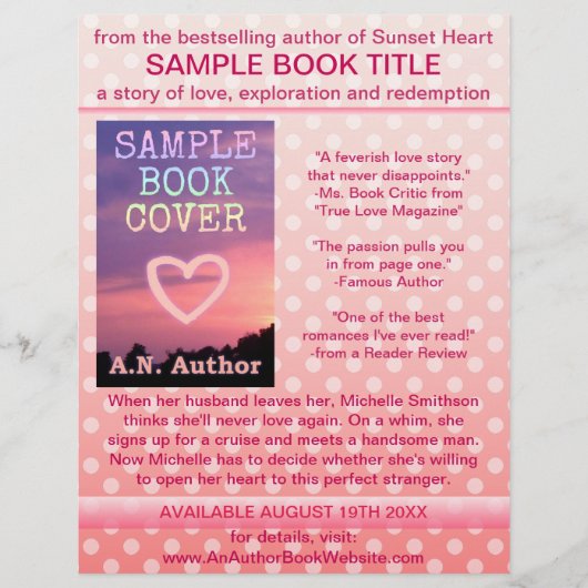 Schrijver Auteur Boek Promotie Roze Witte Polka Do Flyer (Voorkant)