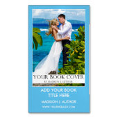 Schrijver Auteur Book Promotion Light Blue Magnetisch Visitekaartje (Voorkant Verticaal)