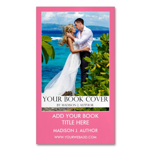 Schrijver Auteur Book Promotion Roze Magnetisch Visitekaartje (Voorkant Verticaal)