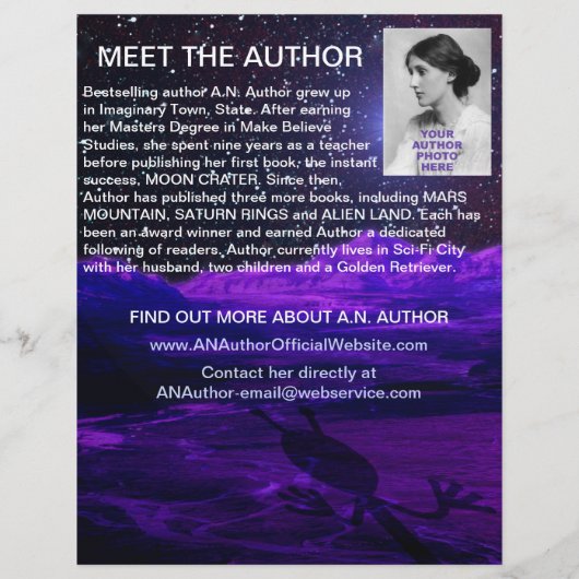 Schrijver auteur Book Promotion Space Science-Fict Flyer (Achterkant)