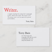 Schrijver Auteur Eenvoudig woord Visitekaartje (Voorkant / Achterkant)