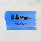 Schrijver Auteur fontein Pen Quill Editor Blue Visitekaartje (Achterkant)