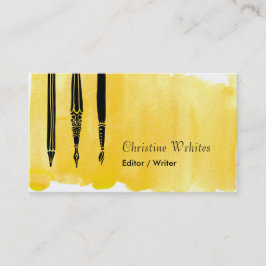 Schrijver Auteur fontein Pen Quill Editor Yellow Visitekaartje
