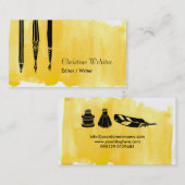 Schrijver Auteur fontein Pen Quill Editor Yellow Visitekaartje (Voorkant / Achterkant)