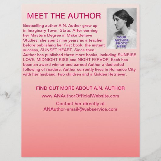 Schrijver Auteur Hoesje promotieboek roze wit Flyer (Achterkant)