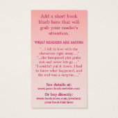 Schrijver Auteur Promotie Groot Boek Hoesje Roze O Visitekaartje (Achterkant)