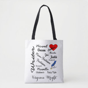 Schrijver-auteur woorden gepersonaliseerd tote bag
