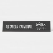 Schrijver Black and White Name Bord Bureau Naambordje (Voorkant)